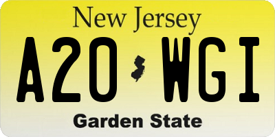 NJ license plate A20WGI