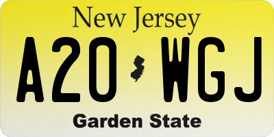 NJ license plate A20WGJ