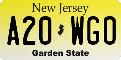 NJ license plate A20WGO