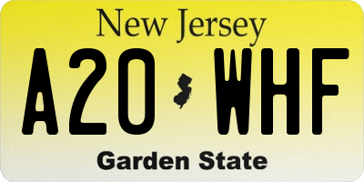NJ license plate A20WHF