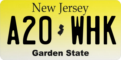 NJ license plate A20WHK