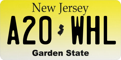 NJ license plate A20WHL
