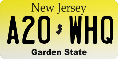 NJ license plate A20WHQ