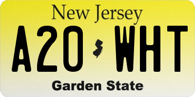 NJ license plate A20WHT