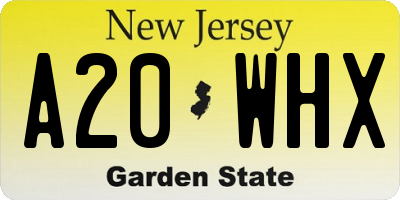 NJ license plate A20WHX