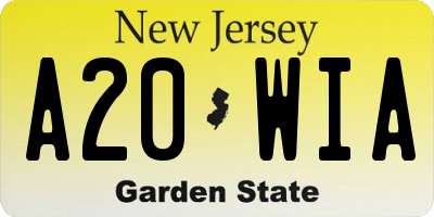 NJ license plate A20WIA
