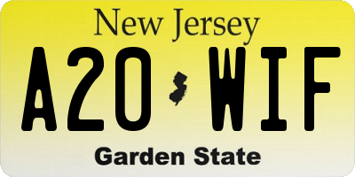 NJ license plate A20WIF