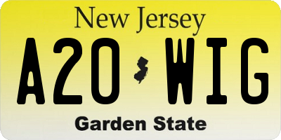NJ license plate A20WIG