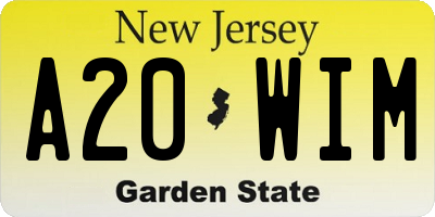 NJ license plate A20WIM