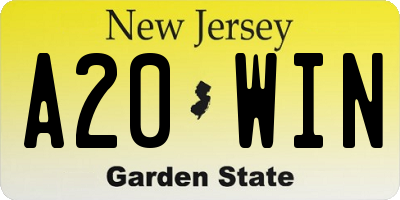 NJ license plate A20WIN