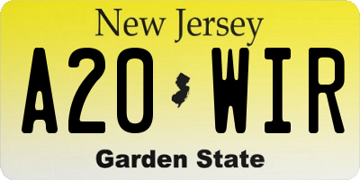 NJ license plate A20WIR