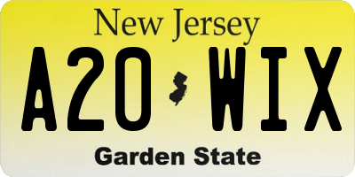 NJ license plate A20WIX