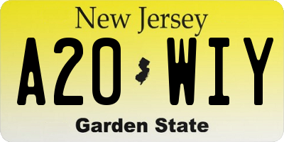 NJ license plate A20WIY