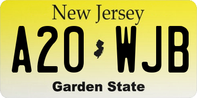 NJ license plate A20WJB