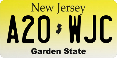 NJ license plate A20WJC