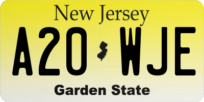 NJ license plate A20WJE