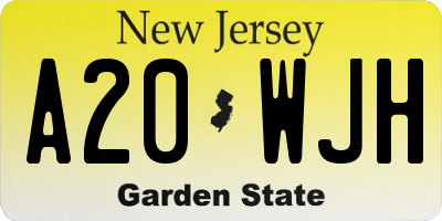 NJ license plate A20WJH