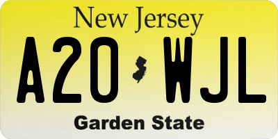 NJ license plate A20WJL