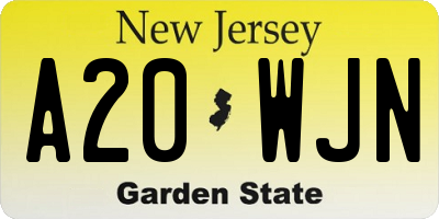 NJ license plate A20WJN