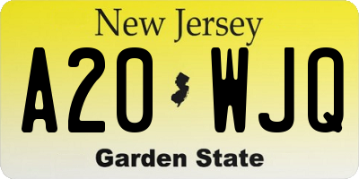NJ license plate A20WJQ