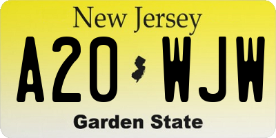 NJ license plate A20WJW