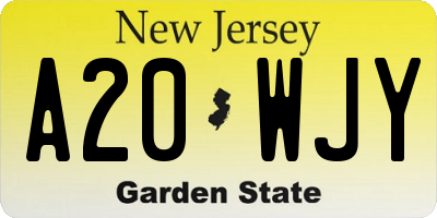 NJ license plate A20WJY