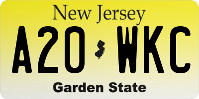 NJ license plate A20WKC