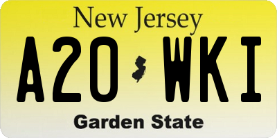 NJ license plate A20WKI