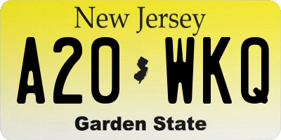 NJ license plate A20WKQ