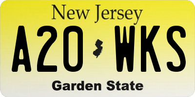 NJ license plate A20WKS