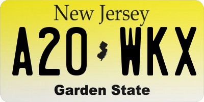 NJ license plate A20WKX