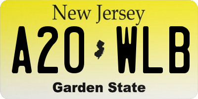 NJ license plate A20WLB