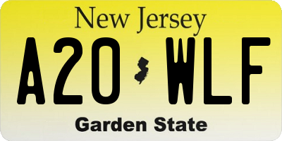 NJ license plate A20WLF