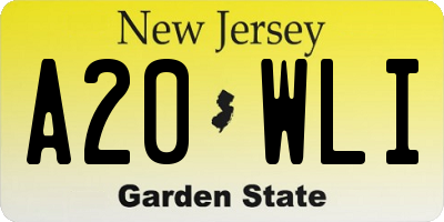 NJ license plate A20WLI