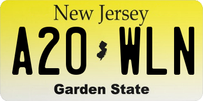 NJ license plate A20WLN