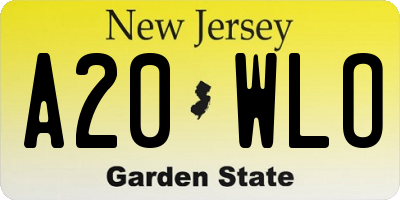 NJ license plate A20WLO