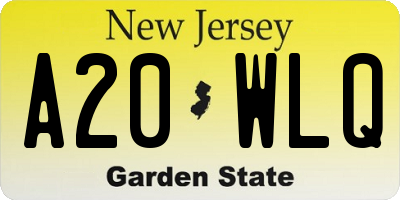 NJ license plate A20WLQ