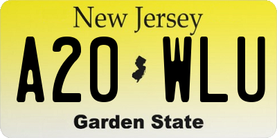 NJ license plate A20WLU