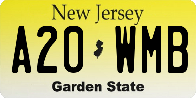 NJ license plate A20WMB