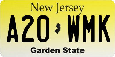 NJ license plate A20WMK
