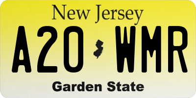 NJ license plate A20WMR