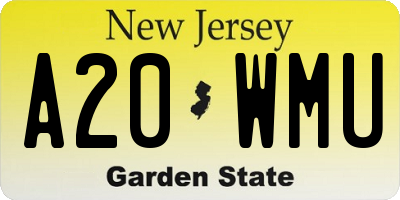 NJ license plate A20WMU