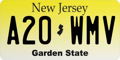 NJ license plate A20WMV