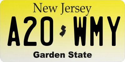 NJ license plate A20WMY