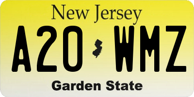 NJ license plate A20WMZ