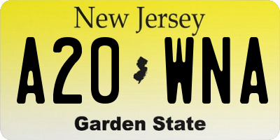 NJ license plate A20WNA
