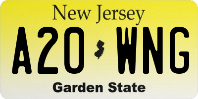 NJ license plate A20WNG