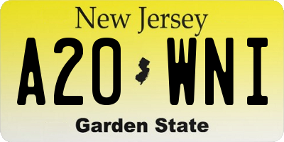 NJ license plate A20WNI