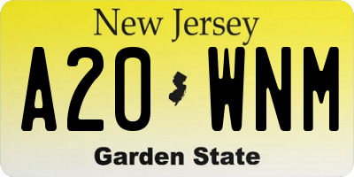 NJ license plate A20WNM