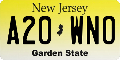 NJ license plate A20WNO